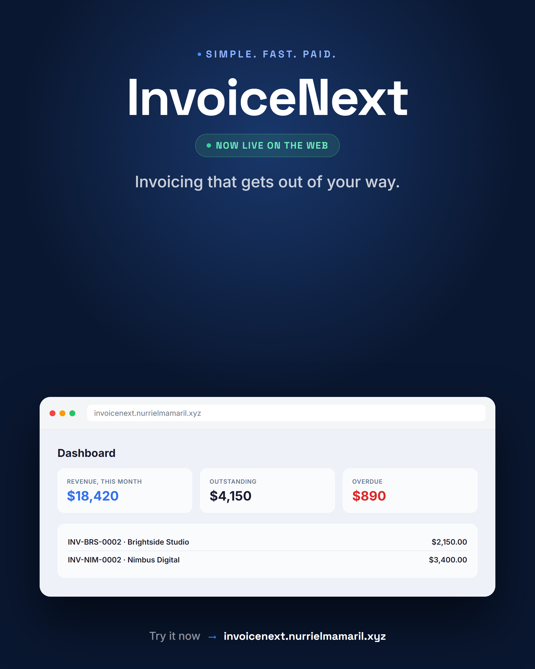 InvoiceNext — invoicing that gets out of your way