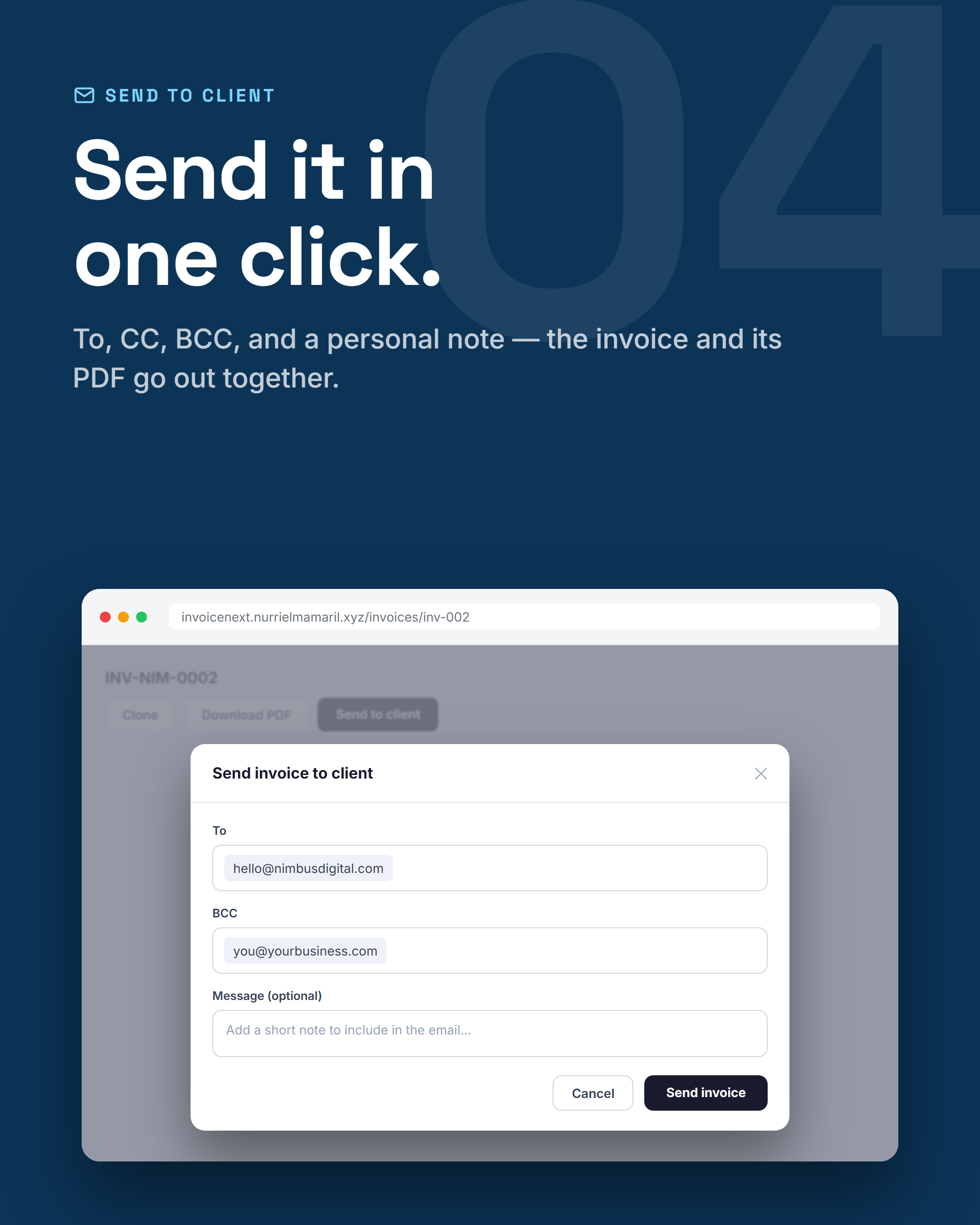 Send invoices in one click